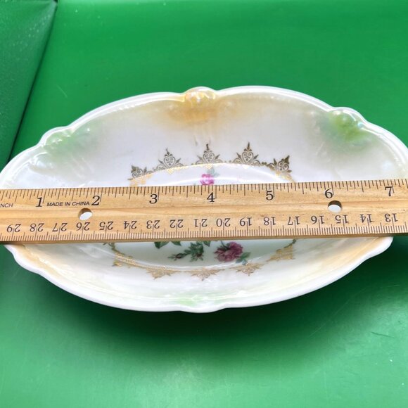 Schumann Bavaria Eleanor Oval Serving Bowl 8" Floral Gold Trim Vintage Germany - Picture 4 of 12
